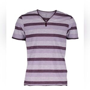 INC Lavender & Gray Stripe Button-Accent V-Neck Tee - Men. Sz. Various